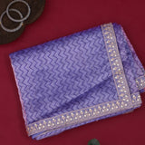 Purple Organza Saree With Bandhani Print And Mirror Work Border