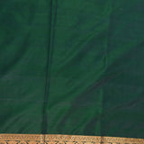 Teal Green & Navy Blue Gold Zari Diagonal Stripe Pure Silk Banarasi Saree With Leaf Motif Pallu