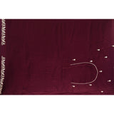 Wine Hand Embroidered Georgette Saree With Mirror Work Border