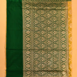 Yellow & Green Gold Zari Floral Jaal Pure Silk Banarasi Saree With Contrast Green Pallu