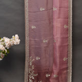 Mauve Saree With Floral Booti And Paisley Embroidered Border