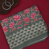 Red Ikat-Print Saree With Patola-Style Elephant Motif And Sequin Border