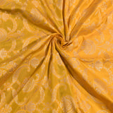 Yellow & Green Gold Zari Floral Jaal Pure Silk Banarasi Saree With Contrast Green Pallu
