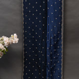 Navy Blue Hand Embroidered Georgette Saree With Scalloped Zari Border