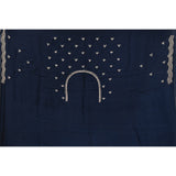 Navy Blue Hand Embroidered Georgette Saree With Scalloped Zari Border
