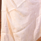 Pearl White Floral Silk Blend Saree