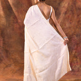 Pearl White Floral Silk Blend Saree