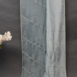 Dusty Blue Hand Embroidered Georgette Saree With Pearl Zari Border