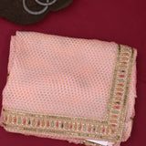 Blush Pink Georgette Saree With Multicolour Mini Paisley Print & Gold Sequin Mirror Embroidered Border