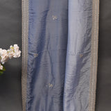 Grey Hand Embroidered Saree With Multi-Row Sequin Border