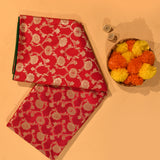 Red & Green Gold Zari Floral Jaal Pure Silk Banarasi Saree With Contrast Green Pallu