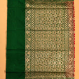 Red & Green Gold Zari Floral Jaal Pure Silk Banarasi Saree With Contrast Green Pallu