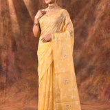 Light Yellow Floral Tissue Organza Saree