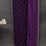 Deep Purple Hand Embroidered Saree With Silver Star Motifs