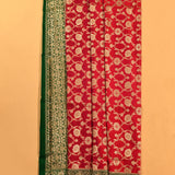 Red & Green Gold Zari Floral Jaal Pure Silk Banarasi Saree With Contrast Green Pallu