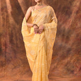 Light Yellow Floral Tissue Organza Saree