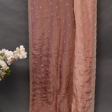 Dusty Rose Hand Embroidered Saree With Geometric Zigzag Border