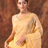 Light Yellow Floral Tissue Organza Saree