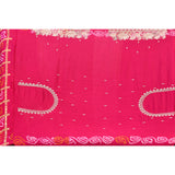 Pink Bandhani Hand Embroidered Designer Saree With Mirror Work