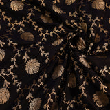 Black & Teal Gold Zari Floral Butti Pure Silk Banarasi Saree With Contrast Teal Pallu