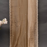 Golden Beige Hand Embroidered Saree With Floral Sequin Border