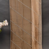 Beige Hand Embroidered Saree With Pearl Diamond Border