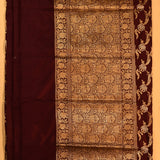 Maroon Dual Tone Zari All-Over Floral Plant Jaal Pure Silk Banarasi Saree With Dense Floral Pallu