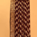 Maroon Dual Tone Zari All-Over Floral Plant Jaal Pure Silk Banarasi Saree With Dense Floral Pallu