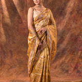 Golden Yellow Embroidered Tissue Silk Saree