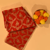 Red Dual Tone Zari Floral Jaal Pure Silk Banarasi Saree With Geometric Diamond Zari Pallu