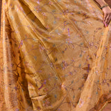 Golden Yellow Embroidered Tissue Silk Saree