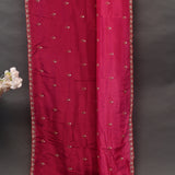 Rani Pink Georgette Saree With Hand Embroidered Floral Butti And Scalloped Border