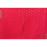 Rani Pink Georgette Saree With Hand Embroidered Floral Butti And Scalloped Border