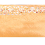 Golden Beige Floral Embroidered Tissue Silk Saree