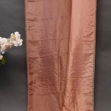 Peach Organza Saree With Hand Embroidered Floral Booti And Antique Gold Leaf Border