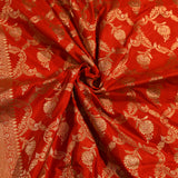 Red Dual Tone Zari Floral Jaal Pure Silk Banarasi Saree With Geometric Diamond Zari Pallu