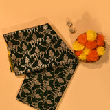 Dark Green & Mustard Gold Zari Floral Jaal Pure Silk Banarasi Saree With Contrast Mustard Pallu