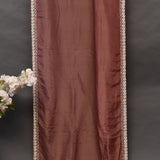 Mauve Brown Georgette Saree With Hand Embroidered Pearl Medallion Border