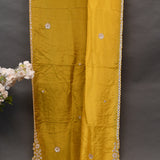 Yellow Georgette Saree With Hand Embroidered Mirror Work Floral Motifs