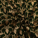 Dark Green & Mustard Gold Zari Floral Jaal Pure Silk Banarasi Saree With Contrast Mustard Pallu
