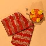 Red Dual Tone Silver & Gold Zari Horizontal Floral Stripe Pure Silk Banarasi Saree