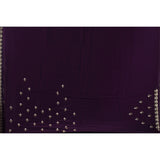 Deep Purple Georgette Saree With Hand Embroidered Floral Butti And Crown Border