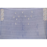Grey Blue Georgette Saree With Hand Embroidered Butterfly And Leaf Border