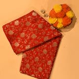 Red Dual Tone Silver & Gold Zari Floral Jaal Pure Silk Banarasi Saree With Oval Paisley Pallu