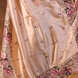 Pastel Cream Floral Silk Saree