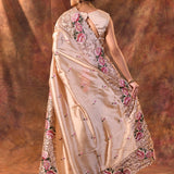 Pastel Cream Floral Silk Saree
