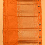 Orange Gold Zari Meenakari Butti Pure Silk Banarasi Saree With Dense Geometric Zari Pallu