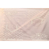 Peach Net Saree With All Over Hand Embroidered Floral Border
