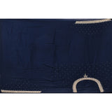 Navy Blue Georgette Saree With Heavy Hand Embroidered Gold Border