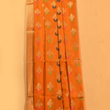 Orange Gold Zari Meenakari Butti Pure Silk Banarasi Saree With Dense Geometric Zari Pallu